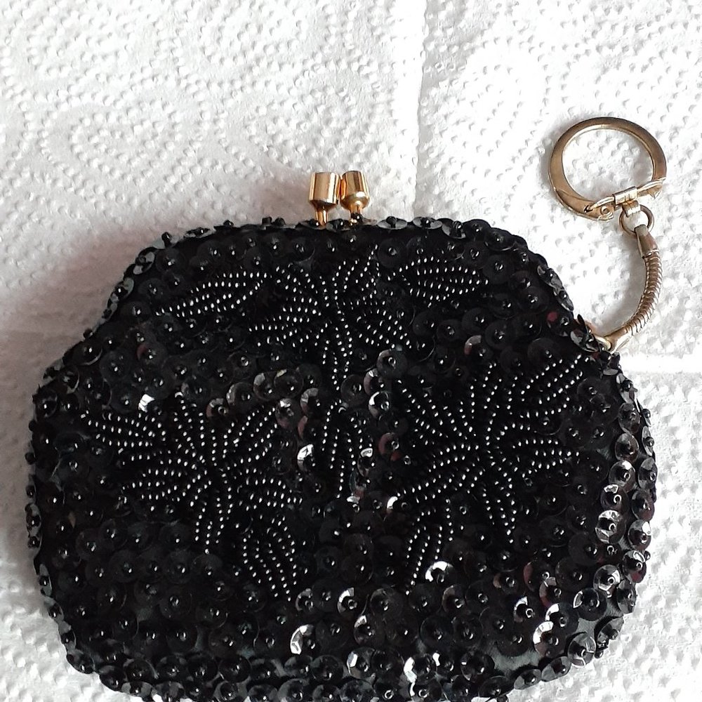Black Beaded change purse